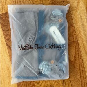 Matilda Jane & Joanna Gaines Blue and Gray Baby Set - blanket, hat & booties